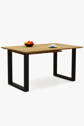 Massivholz Eiche Esstisch mit Metallbeinen und